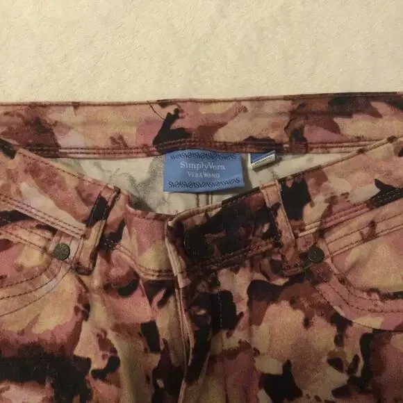 Simply Vera Vera Wang Pants Purple Floral Skinny Size 4 - Picture 2 of 11